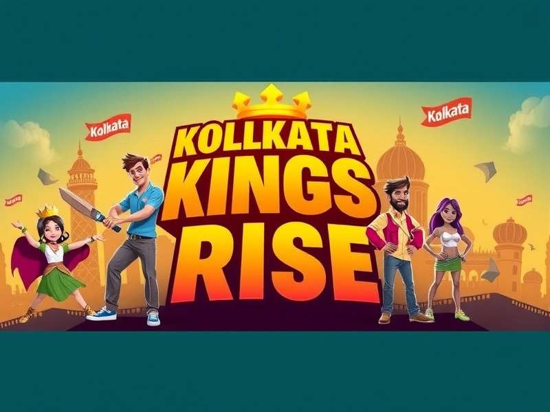 Kolkata Kings Rise Game Banner featuring Indian characters and Kolkata landmarks